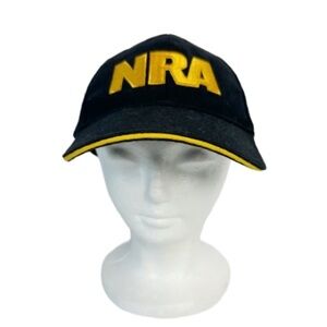 NRA National Rifle Association Black Gold Embroidered Baseball Cap Hat One Size